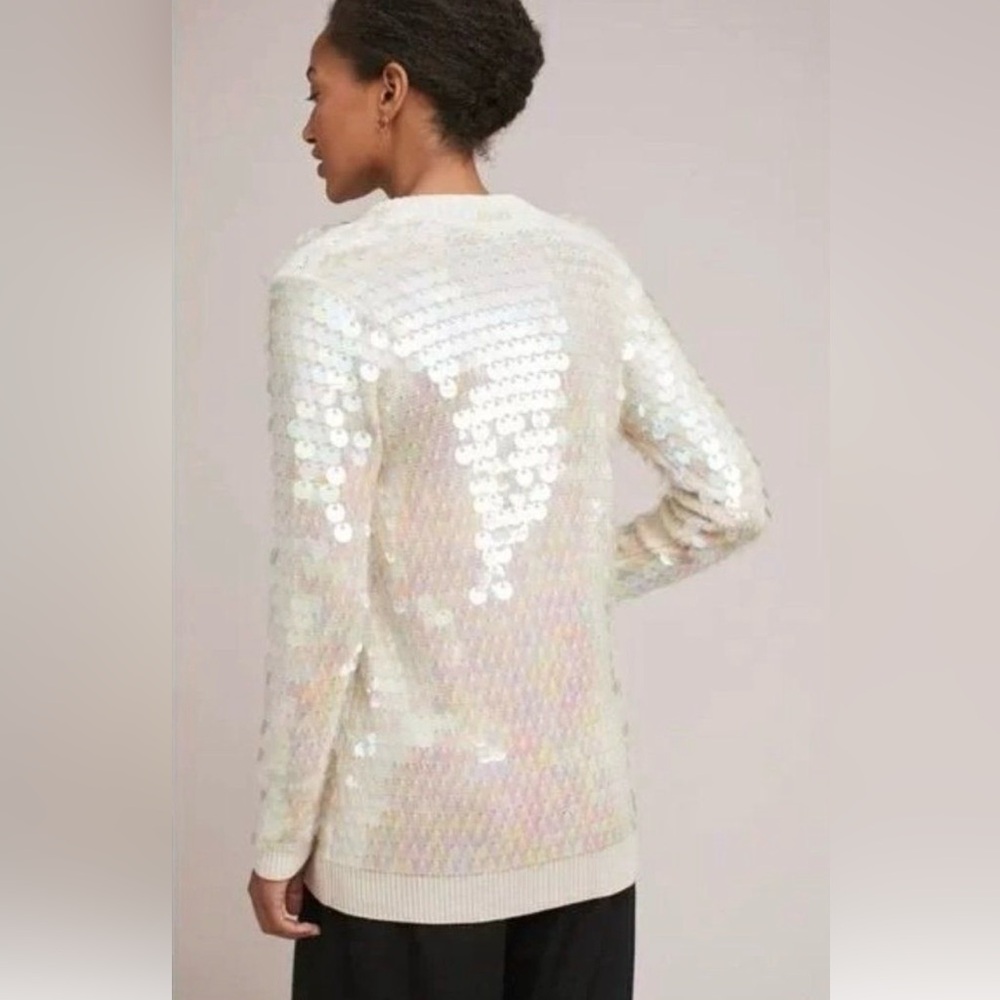 ✨ $398 Knitted & Knotted Anthropologie Paillette Wool Blend Cardigan Sweater - Picture 6 of 11